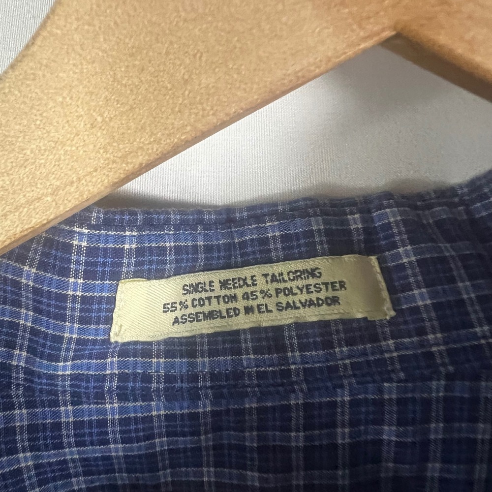 Vintage Eagle Crest Men 2XLT Blue Check‎ Plaid Button Down Long Sleeve Shirt - Picture 6 of 8